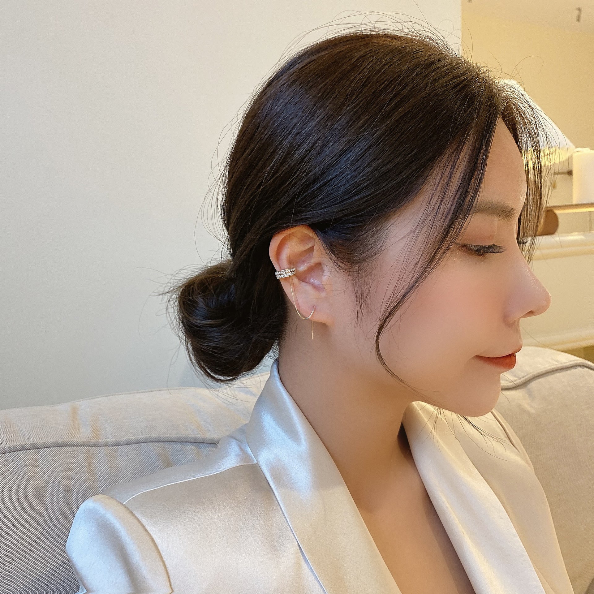 Lux Aureum Crystal Tassel Ear Cuff