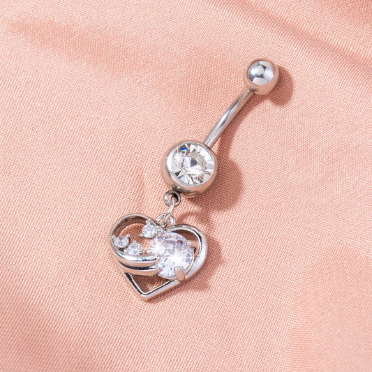 Stainless Steel Heart Navel Nail Human Body Piercing Jewelry Woman