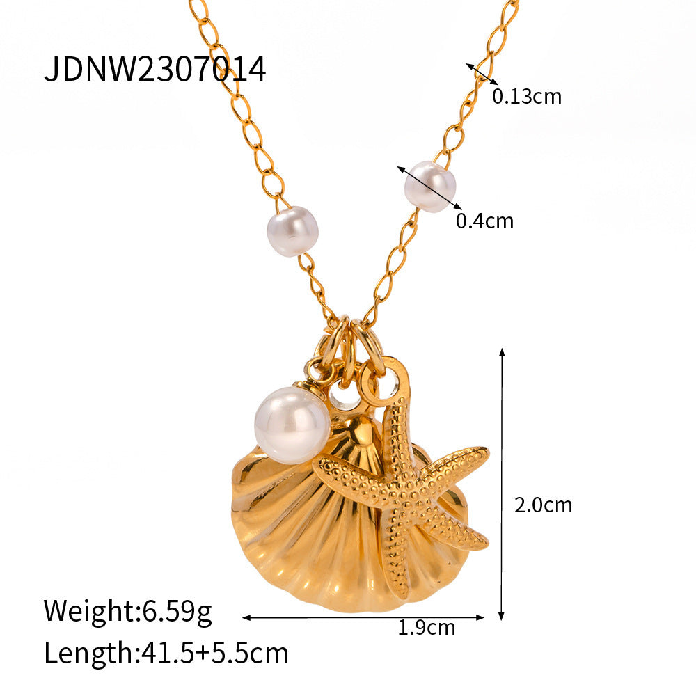 Nalani 18k Gold Plated Starfish Shell Pendant Necklace