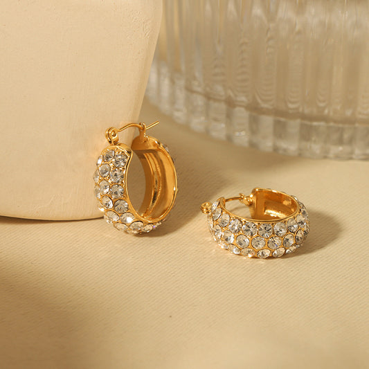 Michelle Crystal Hoop 18K Gold-plated Earrings With Diamonds